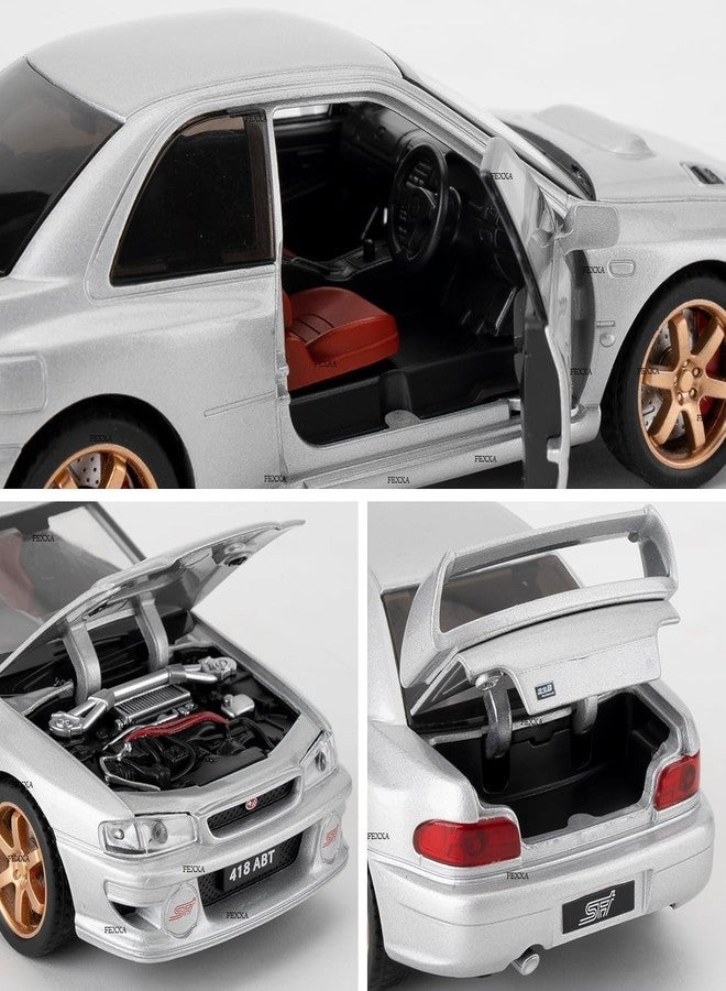 FEXXA سيارة FEXXA 1/32 متوافقة مع سيارة سوبارو إمبريزا WRX STI النموذجية، لعبة سيارة قابلة للتحصيل تعمل بالسحب للخلف مصنوعة من المعدن المصبوب مع أصوات وأضواء للأطفال والأولاد والبنات والكبار، هدية (فضية) - Image 5